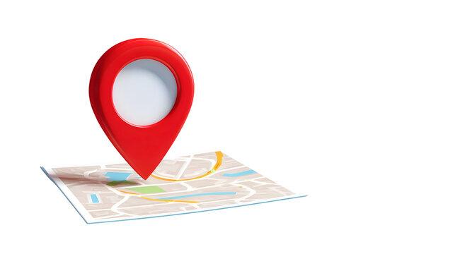 Flat vector illustration of a red location pin, minimal flat map symbol