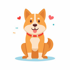Obraz premium Sitting dog with minimal flat design, conveying loyalty and simplicity.