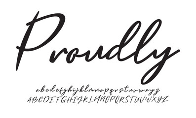 Proudly Elegant Signature Modern Handwritten Script Typeface. Luxury signature Font Calligraphy Logotype Script elegant Font Type lettering handwritten Font.vector illustration 
