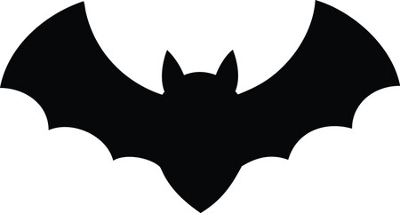 Bat Silhouette on White Background with Extended Wing Span Design
