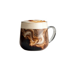 Swirled Caramel Coffee in Glass Mug