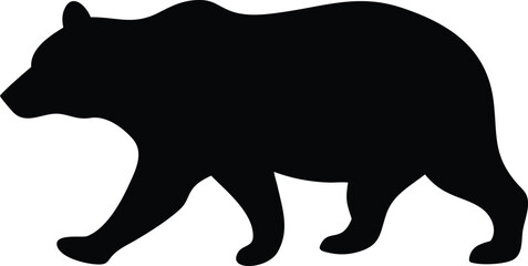 Black Bear Walking Silhouette Isolated on White Background