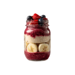 Layered Berry Banana Smoothie Parfait in Mason Jar