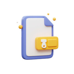 3D Document with a Tag Icon on Transparent Background