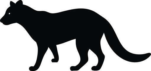 Black Silhouette of a Walking Tayra on White Background Animal Design