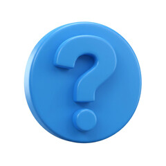 3D Blue Question Mark Icon on Transparent Background