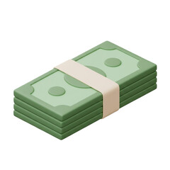 3D Render of a Stack of Money Bills with a Dollar Sign on transparent background 