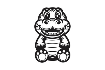 Cartoon Alligator Smiling on White Background, Reptile Mascot
