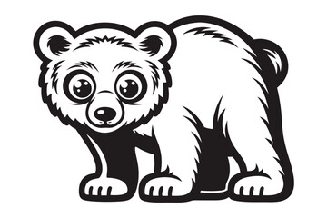 Cartoon Bear Illustration, Cute Animal Design on White Background Isolated