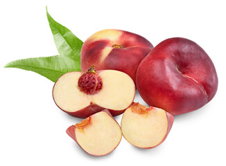 sliced peach fruit isolated on white background. clipping path