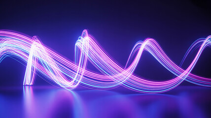 Luminous futuristic background with swirling neon laser lights creating a sense of speed and digital energy flow