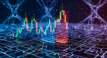 Futuristic Stock Market Graph on Abstract Digital Technology Background