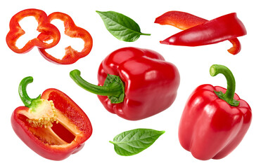 red sweet bell pepper isolated on white background. clipping path