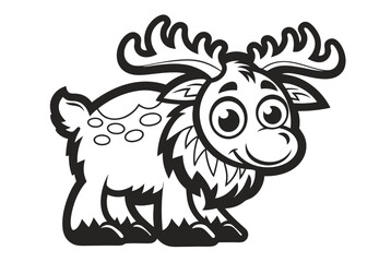 Cartoon Moose Isolated, Antlers and Furry Texture, Cute Smiling Expression