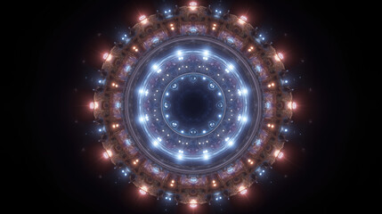 Futuristic fractal mandala with glowing symmetry.
