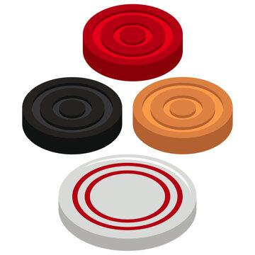carrom pawns, carrom sport vector drawing.