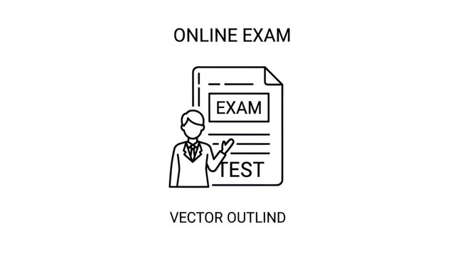 Simple Outline Illustration of Teacher Presenting Exam Paper.
