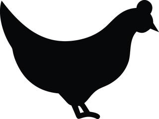 Chicken Silhouette Simple Flat Design on White Background Farm Animal