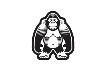 Fototapeta premium Gorilla Silhouette Mascot Design in Flat Style on White Background