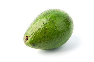 Whole avocado isolated on white background.