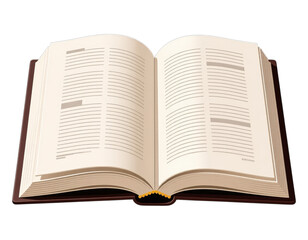 Open Book with Yellow Spine on Transparent Background, 3D Realism Design Element