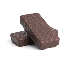 Waffle chocolate bars isolated on white background