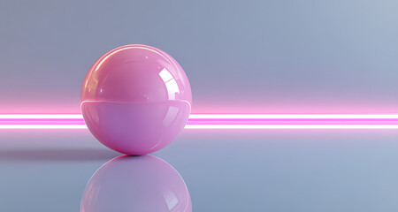 Obraz premium 3d render of a pink ball rolling on the floor with a bowling ball