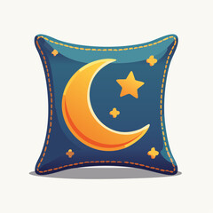 Square Pillow With Moon And Star Design
