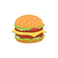 Cheeseburger Illustration with Lettuce Tomato and Cheese for Fast Food Design