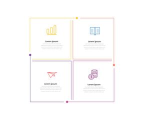 Four Square Shape Thin Line Business Infographic Template for Corporate Data Visualization and Modern Presentation