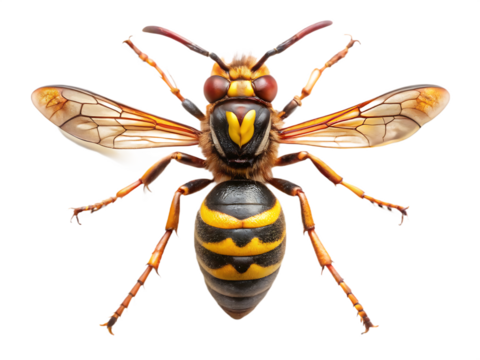 Yellow striped insect isolated on a transparent background