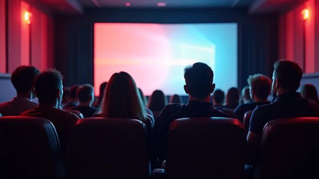 Viewers in the cinema house Variant with screen motion