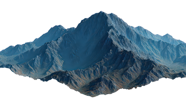 Abstract Dark Blue Textured Mountain Range 3D Rendering