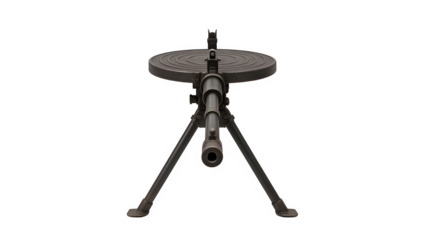 Front View of DP-28 Light Machine Gun on Tripod Mount, White Background