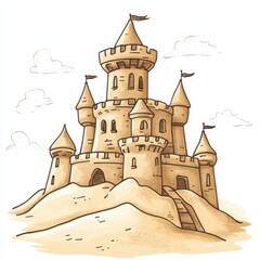 Sandcastle illustration on a white background