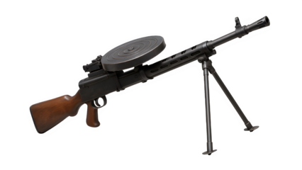 Diagonal Angle of DP-28 Light Machine Gun on White Background