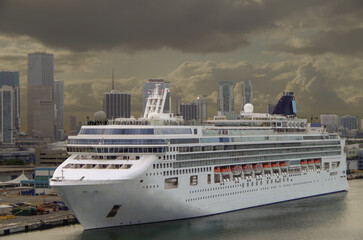 Mega cruiseships cruise ship liners Jade in port of Miami, Florida ready for Caribbean Paradise Islands cruise