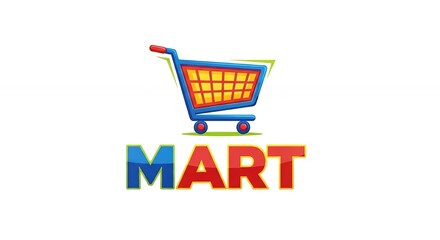 Colorful Shopping Cart Logo with Bold Text for E-commerce Store