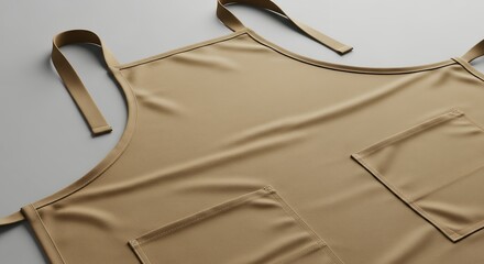 Plain Brown Apron on Grey Background  Cooking Baking Restaurant or Crafting Concept