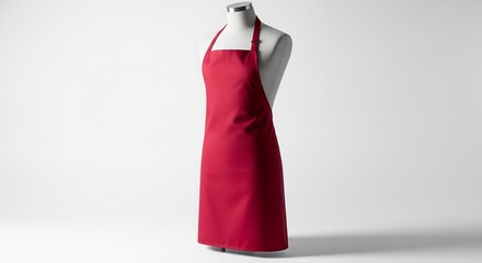 Red Apron on Mannequin  Cooking Baking Restaurant or Chef Apparel Stock Photo