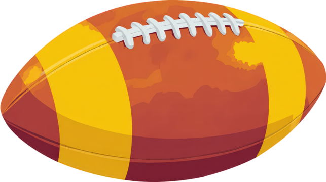 American Football Ball Illustration with Orange and Yellow Stripes