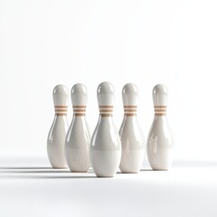 White bowling pins on a white background