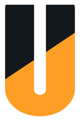 U Letter Logo: Modern Black & Orange Design