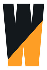 W Letter Logo Bold Black And Orange Icon Design