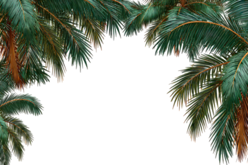 Dark Green Pine Branches Frame on Black Background