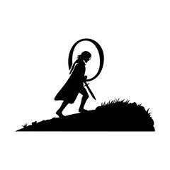 Obraz premium Warrior Silhouette with Sword and Initial