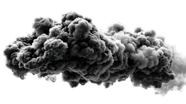 Dark Gray and White Smoke Cloud Isolated on Transparent Background