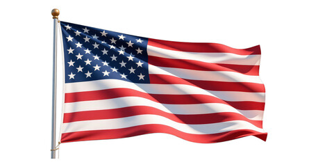 Waving Crimson and White Stripes Flag on Transparent Background, 3D Realism Graphic for Web Design