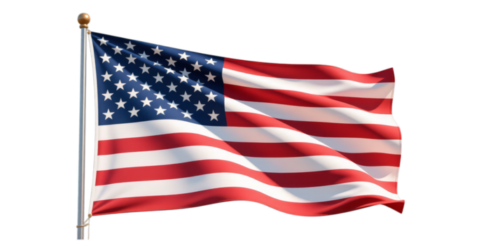 Waving Crimson and White Stripes Flag on Transparent Background, 3D Realism Graphic for Web Design