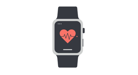 Smartwatch displaying a heart rate monitor on a white background.